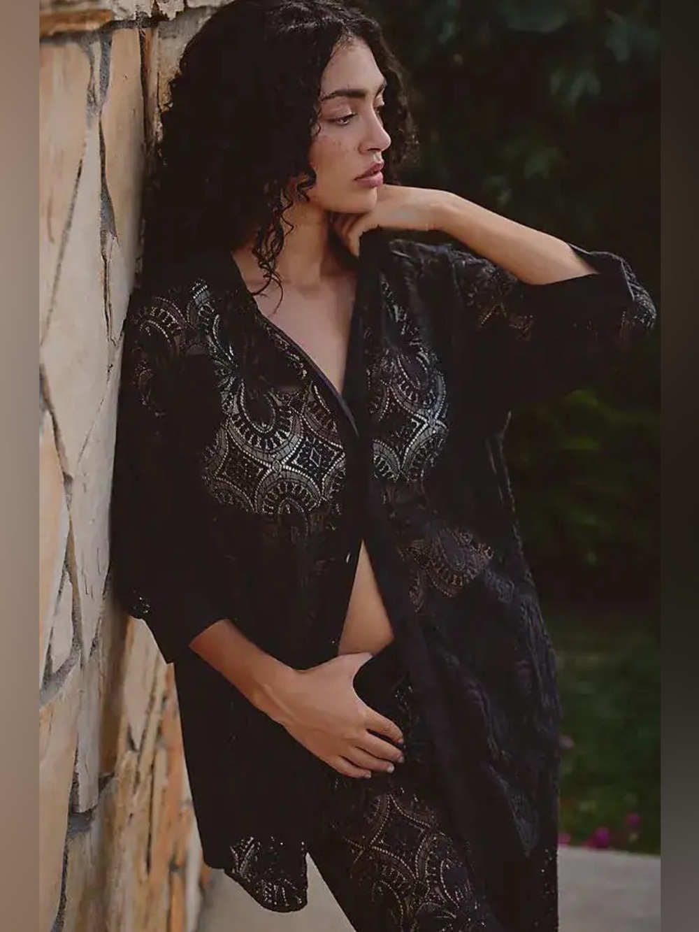 Anthropologie x Farm Rio Lace Button Down Shirt NWT